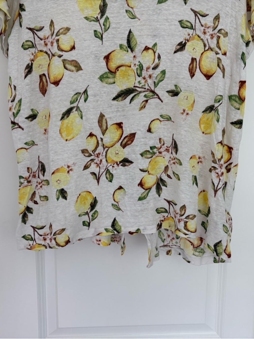 Cynthia Rowley 100% Linen Lemon Fruit Boxy Top 1X - Picture 3 of 6